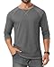 Askdeer Mens Cotton Shirts Long Sleeve Casual T-Shirts Crew Neck Soft Shirts Dark Gray