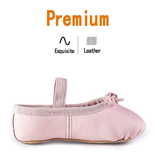 DIPUG Ballet Shoes for Girls Ballet Slippers Genuine Leather Toddler Ballet Shoes Dance Shoes for Girls Pink Kids Ballet Shoes (3 Little Kid, Pink) - Thumbnail 4