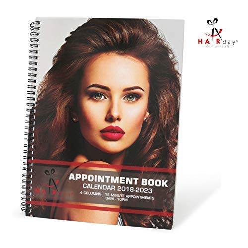 Salon Appointment Book Planner – Undated Professional Spiral Notebook Organizer and Scheduler for Hair Stylists - 4 Columns, 15 Minute Slots, 8” x 13.5” -By HairDay Care