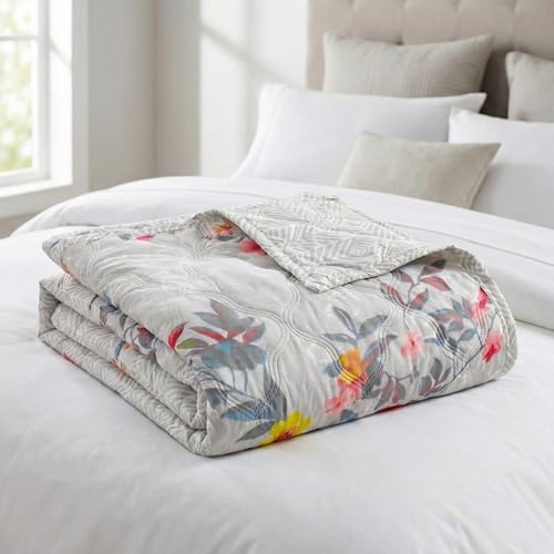 Image of Cotton Quilt for Single or Double Bed | Lightweight Floral Comforter | Reversible All-Season Dohar Blanket