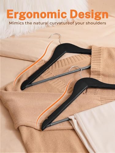 Image of Wooden Hanger for Clothes Hanging Wooden Hangers for Wardrobe Pack of 4 (Black)
