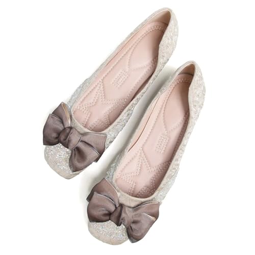 Hee grand Women Crystals Bowknot Ballet Flats Square Toe Slip On Flat Shoes Fashion Rhinestones Dress Shoes3