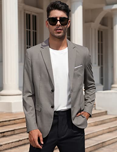 Turetrendy Men's Blazer Sport Coat Two Button Lightweight Wedding Casual Business Jackets Dark Gray L #TOP2