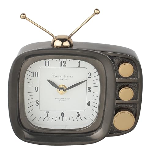 Image of Decor de Maison Handcrafted Retro Tv Timepiece Black Table Clock (17cm)