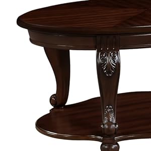 Amposei Traditional Vintage Wood Coffee Table 42-Inch Oval Cocktail Table Center Table with Storage Shelf for Living Room, Easy Assembly, Cherry Amposei Traditional Vintage Wood Coffee Table 42 Inch Oval Cocktail Table Center Table with Storage Shelf for Living Room Easy Assembly Cherry