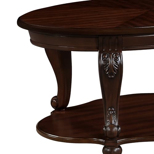 Amposei-Traditional-Vintage-Wood-Coffee-Table-42-Inch-Oval-Cocktail-Table-Center-Table-with-Storage-Shelf-for-Living-Room-Easy-Assembly-Cherry Amposei Traditional Vintage Wood Coffee Table 42 Inch Oval Cocktail Table Center Table with Storage Shelf for Living Room Easy Assembly Cherry