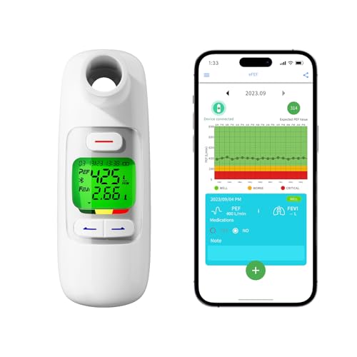 Nascool Peak Flow Meter Spiromètre numérique pour adultes et enfants pour moniteur d'asthme BPCO PEF FEV1