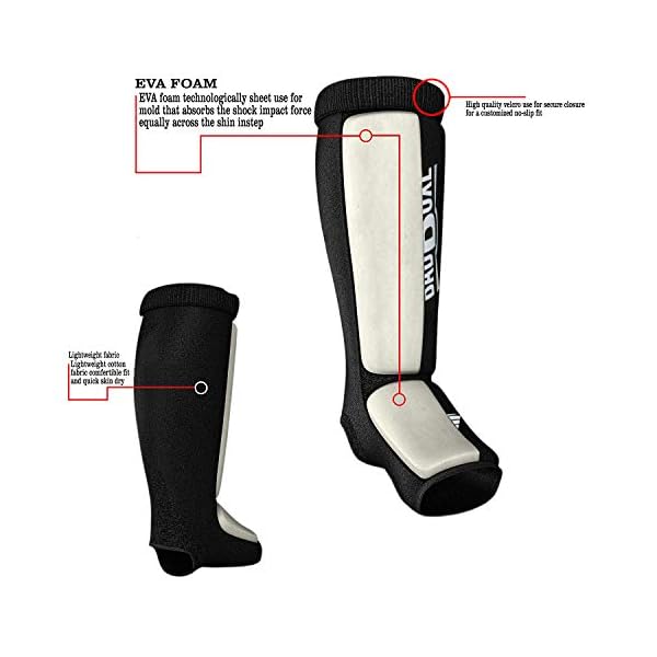 Twister-Muay-Thai-Boxing-KickboxingKarate-Taekwondo-MMA-Elastic-Cloth-Shin-Instep-Padded-Guards-Shin-in-Steps-Shin-Guards-Different-Sizes-Pair BadBoxe Muay Thai, Boxing, Kickboxing,Karate, Taekwondo, MMA Elastic Cloth Shin & Instep Padded Guards, Shin in Steps, Shin Guards, Different Sizes (Pair) (White/Black, S/M)