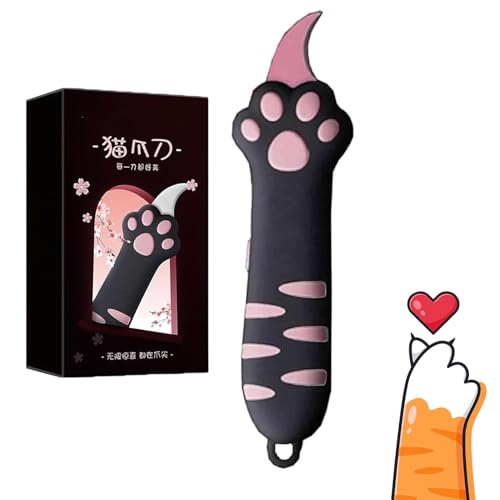 Cat Paw Box Cutter 2026 New Retractable Cat Claw Knife Retractable Cat Claw Cute Cat Box Paper Cutter Paper Tapes Multifunctional Multi-Purpose Utility Knife (Black)