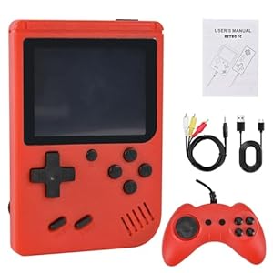 Portable Retro Handheld Game Console – Large 2.8-inch Screen,500+ Classic Games with Single and Two Player Support for Connecting TV & Two Players (Red)