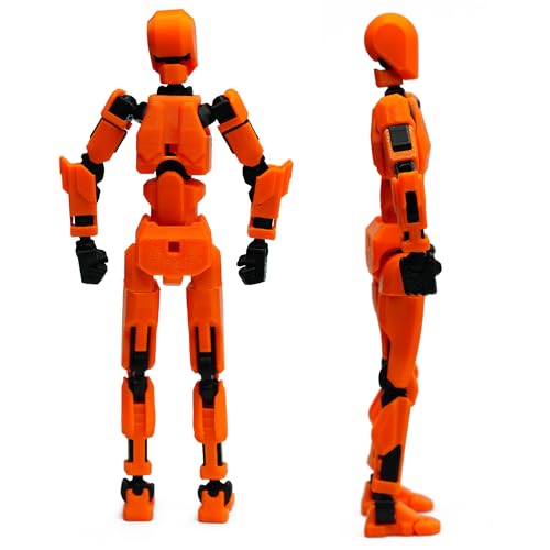 Image of Dummy 13 Action Figure Robot | Fully Articulated 3D Printed Robot Toy | 5.4-inch Collectible Figurine Matte Finish| Unassembeled (Orange-Black)
