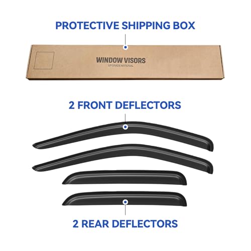 Image of Window Visors Rain Guards Shield for 2005-2010 Dodge Dakota Quad Cab, Out-Channel Window Vent Wind Deflectors Visors Shades for 05-10 Dakota Crew Cab