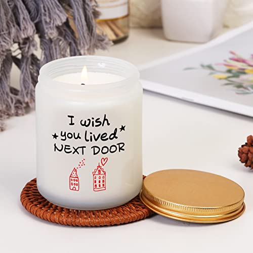 Lavender Scented Candles - I Wish You Lived Next Door - Best Friendship Gifts For Women, Funny Christmas Birthday Gifts For Friends Female Mom Wife -Going Away Gifts For Friends Moving #TOP3