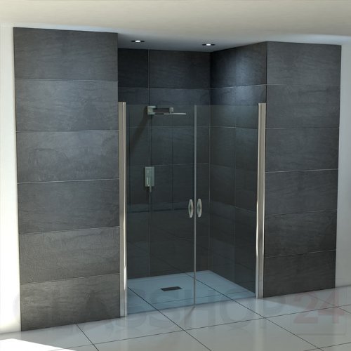 BIJON Duschtür 110 cm - Verstellbar von 108-113cm, Höhe: 195 cm, Duschtür Nische aus 6mm Sicherheits-GLAS, NANO, Klarglas - Nischentür, Duschtüre, Duschabtrennung, Pendeltür Cover