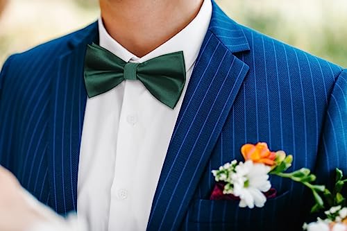 Image of HISDERN Bow Ties for Men Pretied Bowties Classic Formal Business Bow Tie Adjustable Tuxedo Bowtie for Wedding Party