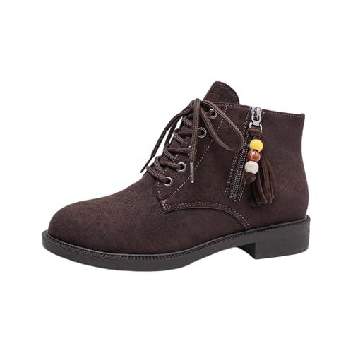 Bottines élégantes bout rond femme avec fermeture éclair latérale et pompon chic
