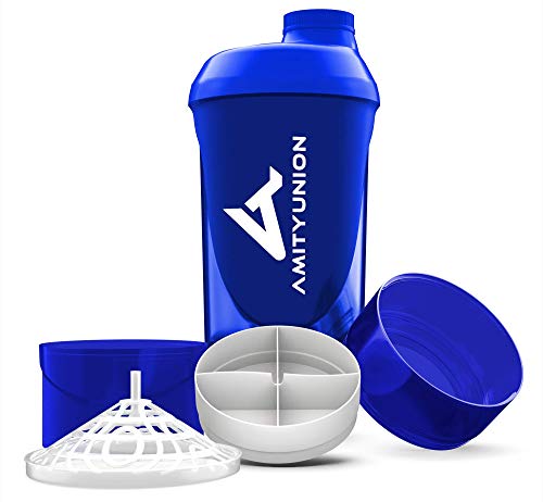 Eiweiß Shaker Deluxe 700 ml mit Sieb - ORIGINAL Fitness Mixer - Protein Shaker auslaufsicher - BPA frei, Mit Skala für cremige Whey Proteinpulver