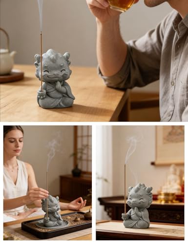 Porta incienso dragón zen para meditación y hogar miniatura 5