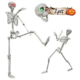 UMEELR Posable Life Size Skeleton, 5.4 ft Halloween Skeleton with 3 ft Skeleton for Haunted House Outdoor Graveyard Party Prop Decoration