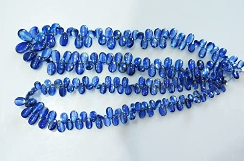Kyanite 3x5 8x13 mm en perles briolettes poires polies de couleur bleu saphir