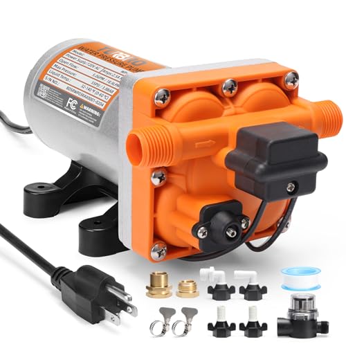 TURBRO 5.0 GPM 55 psi RV Water Pump, 120V AC Self-Priming Diaphragm Pump, Water Pressure Pump with Pressure Switch and Overheating Protection, for Home, Kitchen, Bathroom by TURBRO - Used condition - US$65.54
