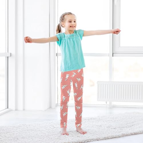 CaTaKu Girls Leggings Cute Spotted Dalmatian Leggings for Girls Kids Athletic Workout Yoga Pants Size 4-10T3