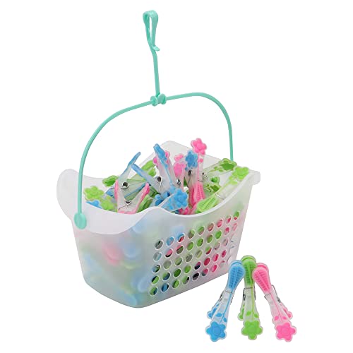 JVL Plastic Peg Basket with 72 Prism Soft Touch Flower Design Pegs, Multicolor, (19-216-272)