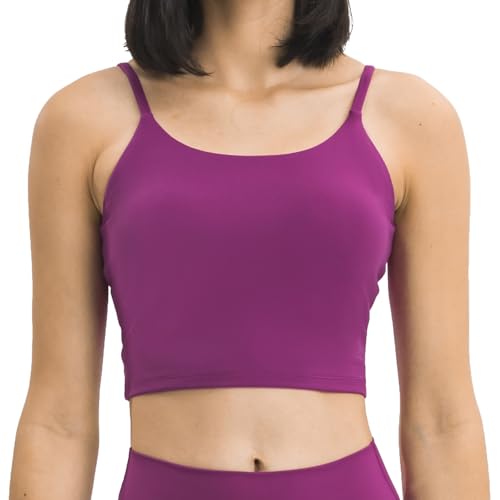 Image of Women's Strappy Stretch Sports Bra Longline Yoga Tank Top Fitness Bra Workout Camisole Crop Tops for Teen Girl