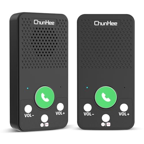 2 Way intercom System for Elderly, Full Duplex Hands Free Talk Wireless Intercom System, Push to Talk | 1000mAh Battery | No WiFi | Cell Needed (2-Pack)