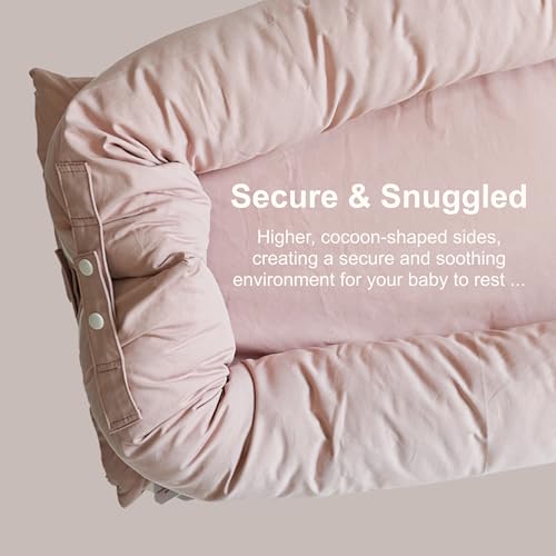 Image of Deluxe Infant Lounger, Baby Nest Cover for Baby Girls & Boys, Newborn Essentials for Baby 0-12 Months, 100% Cotton (DustyRose)