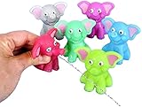 Colorful Rubber Water Squirting Happy Smiling Elephants 24 Pieces. (2.5') Assorted Colors Animals. Green, Red, Purple, Blue, Grey, Lime. Perfect Bath Tub Kids Toy! (24)