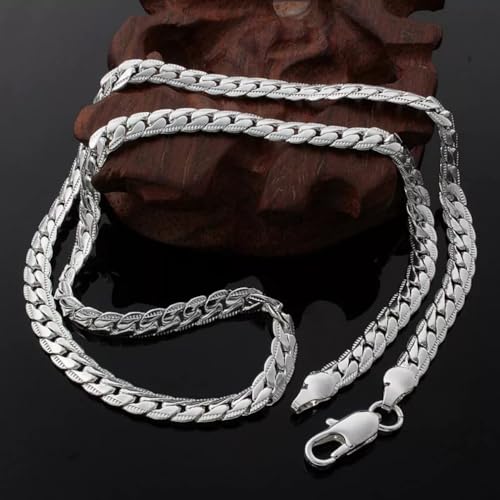 Collier latéral en argent 5mm chaîne robuste qui ne s'emmêle pas