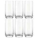 Leonardo Daily Trink-Gläser, 6er Set, spülmaschinenfeste Wasser-Gläser, geradlinige Glas-Becher, Getränke-Set, Saft-Gläser, groß, 330 ml, 063325