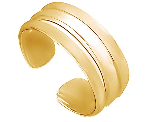 Wishrocks 14K Yellow Gold Over Sterling Silver Three Row Adjustable Toe Band Ring