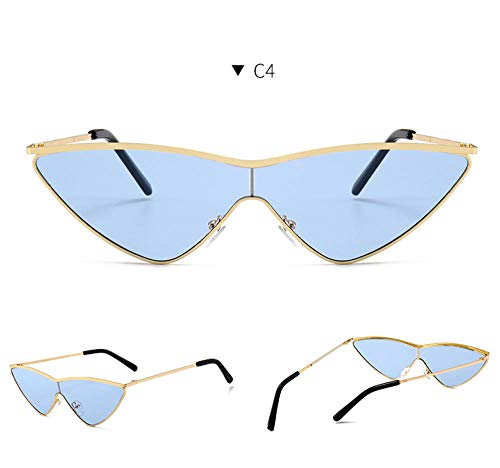 Preisvergleich Produktbild Sonnenbrille Retro Dreieckige Cat Eye Sonnenbrille Mode Frauen Metallrahmen Bunte Transparente Linse Sonnenbrille -C4