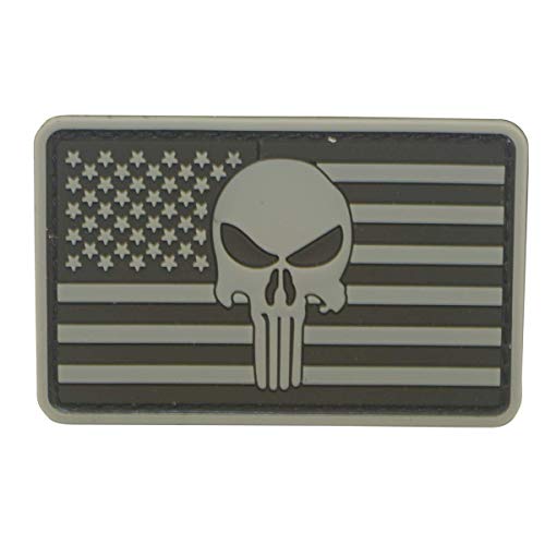 Cobra Tactical Solutions Punisher Castigador Skull Badge Bandera de US Parche PVC Táctico