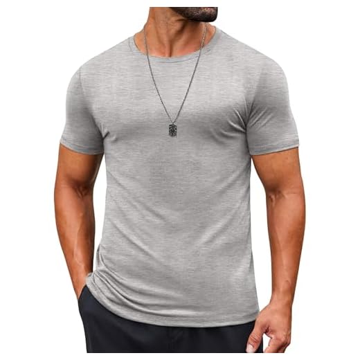 COOFANDY Camiseta masculina de manga curta, gola redonda, casual, verão, clássica, básica, Aço leve, P