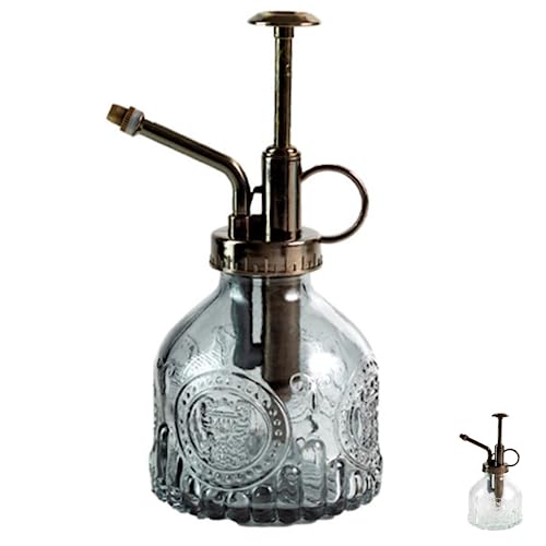 ozgram アンティーク調 スプレーボトル スモークボトル 200㎖ ブロンズノズル 霧吹き ミスト 観葉植物 園芸 水差し 掃除 アルコール対応 極細ミスト じょうろ インテリア スプレー 植物 ギフト ガラス製 (スモーク・200㎖) - ozgram - 商品画像