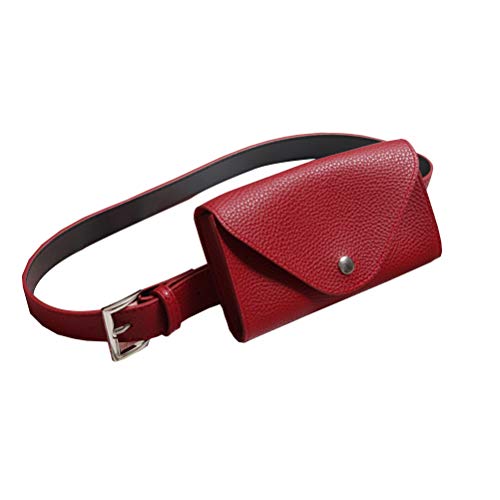 Belt Purse PU Red Mini Belt Phone Bag Envelope Waist Pack Thigh Purse for Women Small Phone