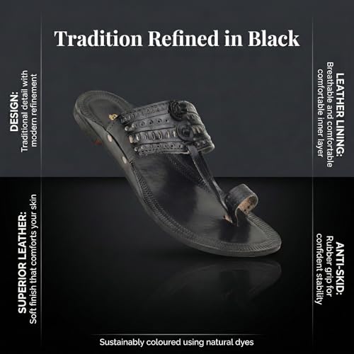 Image of Kolhapuri Chappal for Men Original, Semi-Premium Leather Semi-Handcrafted Traditional Kolhapuri Chappal for Man Formal Footwear for Weddings & Parties, Ethnic Wear & Daily Comfort