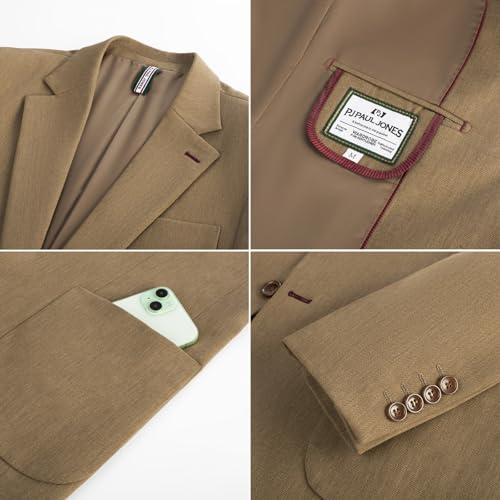 PJ PAUL JONES Mens Blazer Casual Two Button Sport Coats Notched Lapel Solid Suit Jackets4