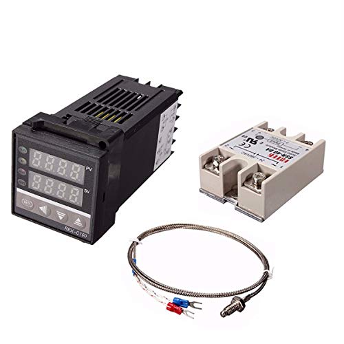 Yeefant 0?~1300? AC110V-240V 40A Alarm REX-C100 Digital PID Temperature Controller Kits All-Purpose Temperature Controller Outlet Sensor Thermostat Heating for Refrigerator Fermenter Seed Germination