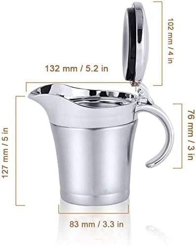 16Oz Stainless Steel Gravy Boat - Double Insulated with Hinged Lid