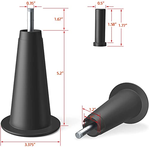 Ironwork 6 Pcs 5Inch High Rise Bed Frame Risers, Lift A Bed Frame By 5 Inches For Under Bed Storage, Heavy Duty , Stem Bed Frame Leg With Socket Sleeve To Replace Black M47 Full #TOP2