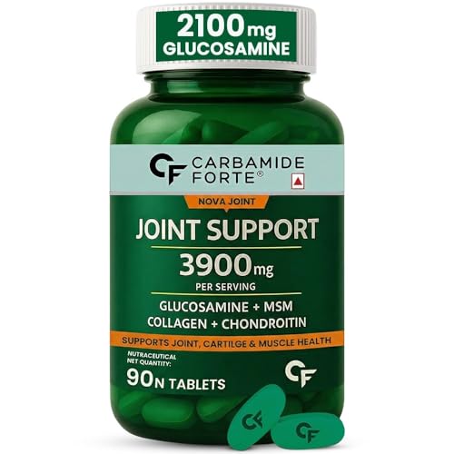 Carbamide Forte Glucosamine Tablets For Joint Support Supplement with Collagen & Glucosamine Chondroitin MSM | Joint Cartilage Support & Muscle Health | Joint Pain Tablets - 90