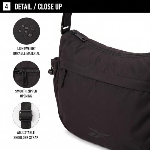 Image of Reebok Womens Crossbody Bag - Lightweight Stylish Nylon Quilted and Non-Quilted Everyday Crossbody Sling Bags for Women