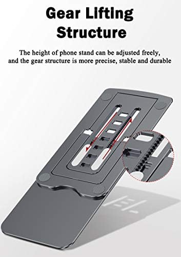 VAWcornic Cell Phone Stand, Fully Foldable, Height and Angle Adjustable Desktop Phone Holder Cradle Dock Compatible with All Phones, Phone 11 Xs Max Xr, iPad, Switch Lite, Tablets (4-13"), Dark Grey