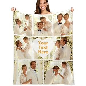 Custom4U Custom Photo Blanket with Text Heart Blanket Personalized Blankets for Adults Kids Couples Gifts Christmas Blankets Women Gifts Anniversary Birthday Wedding 7 Photos-2
