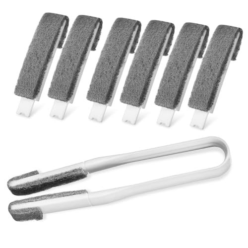 minkissy 1 Set Blinds Brush Cleaner Tool with 1 Clip & 6 Replaceable Brush Heads for Ceiling Fan Window Blinds and Appliance Cleaning Efficient Duster for Dust Removal