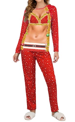 Meteorito Matching Christmas Pajamas For Couples Women Ugly Funny Printed Loungewear Two Pieces Sleepwear